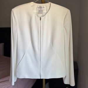 Vintage Jones New York Zip Front Blazer Jacket - Celebrity White - Size 14